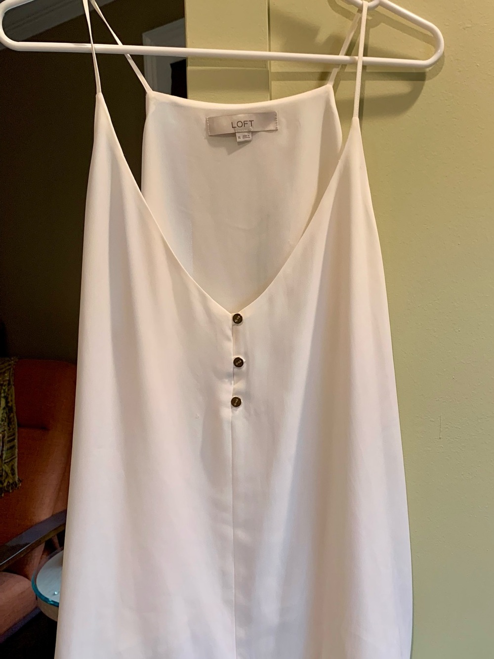 LOFT Outlet Ivory Spaghetti Strap V-Neck Camisole